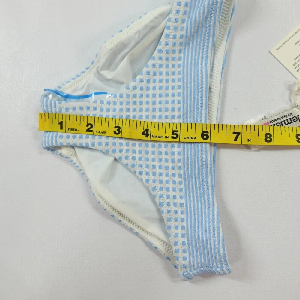 Lemlem Semira Sky Girls Bikini Bottoms XS S Light Sky Blue Jacquard Swim Lot 2pc